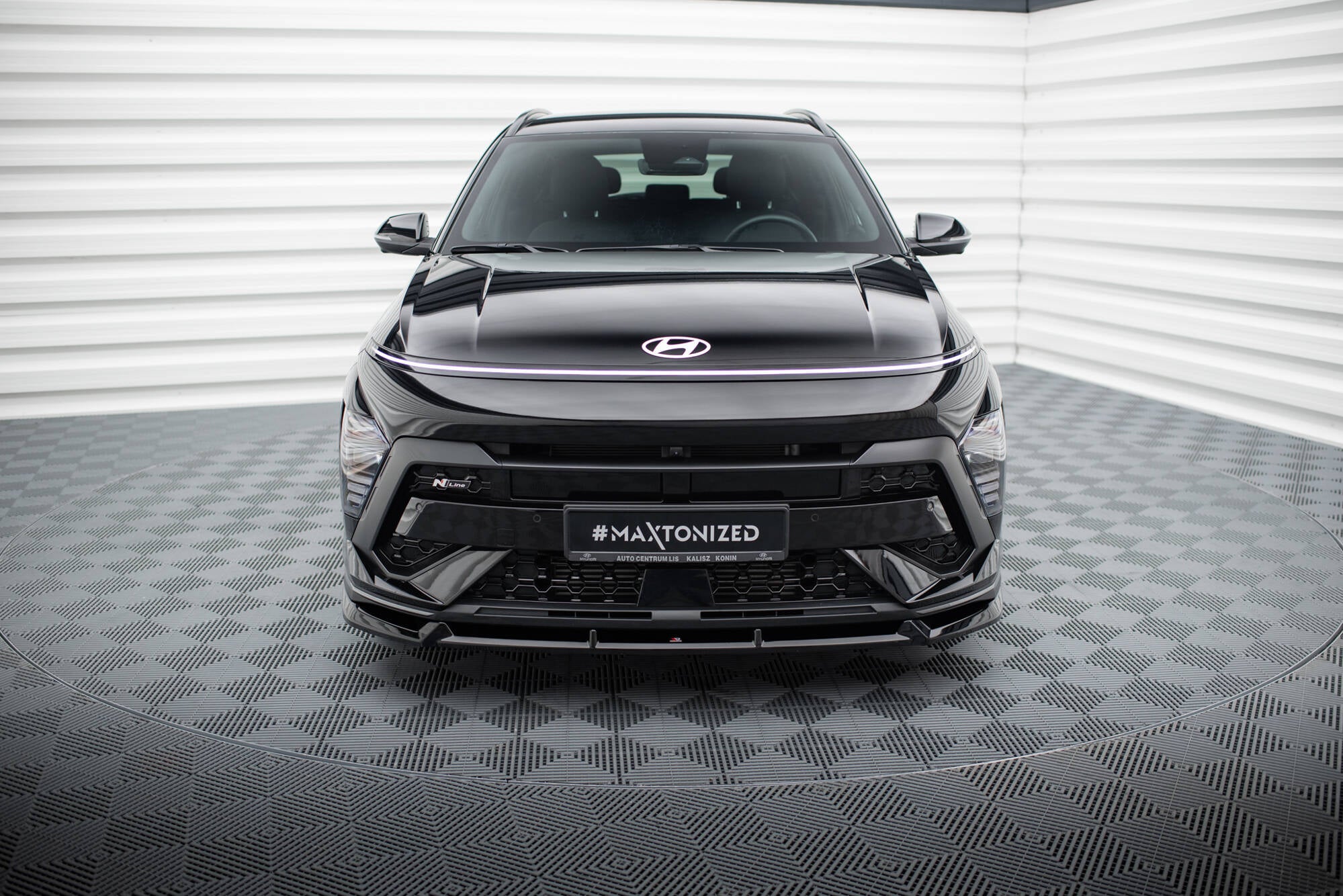 Maxton Design Street+ Spoilerlippe Front Ansatz passend für Hyundai Kona N-Line Mk2 schwarz Hochglanz