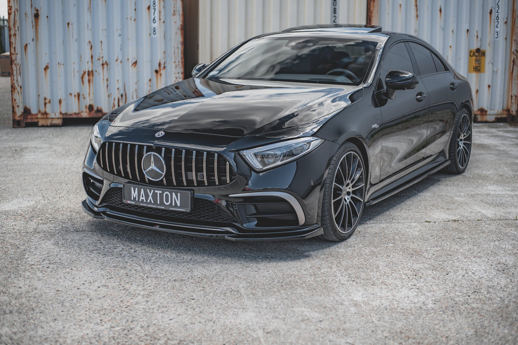 Maxton Design Street+ Spoilerlippe Front Ansatz V.1 passend für Mercedes-AMG CLS 53 C257 schwarz Hochglanz