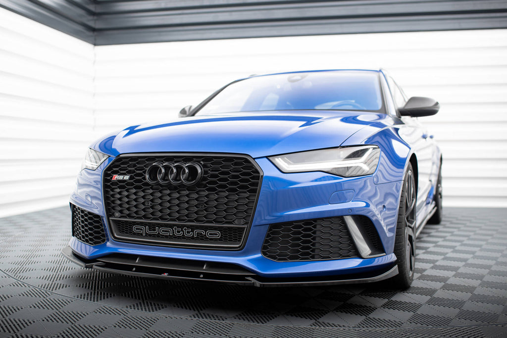 Maxton Design Street+ Spoilerlippe Front Ansatz V.4 passend für Audi RS6 C7 / C7 Facelift schwarz Hochglanz
