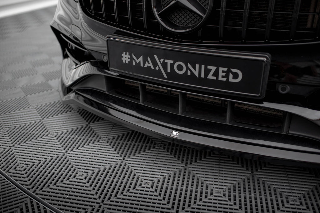 Maxton Design Street+ Spoilerlippe Front Ansatz V.1 passend für Mercedes-Benz A AMG-Line W176 Facelift schwarz Hochglanz