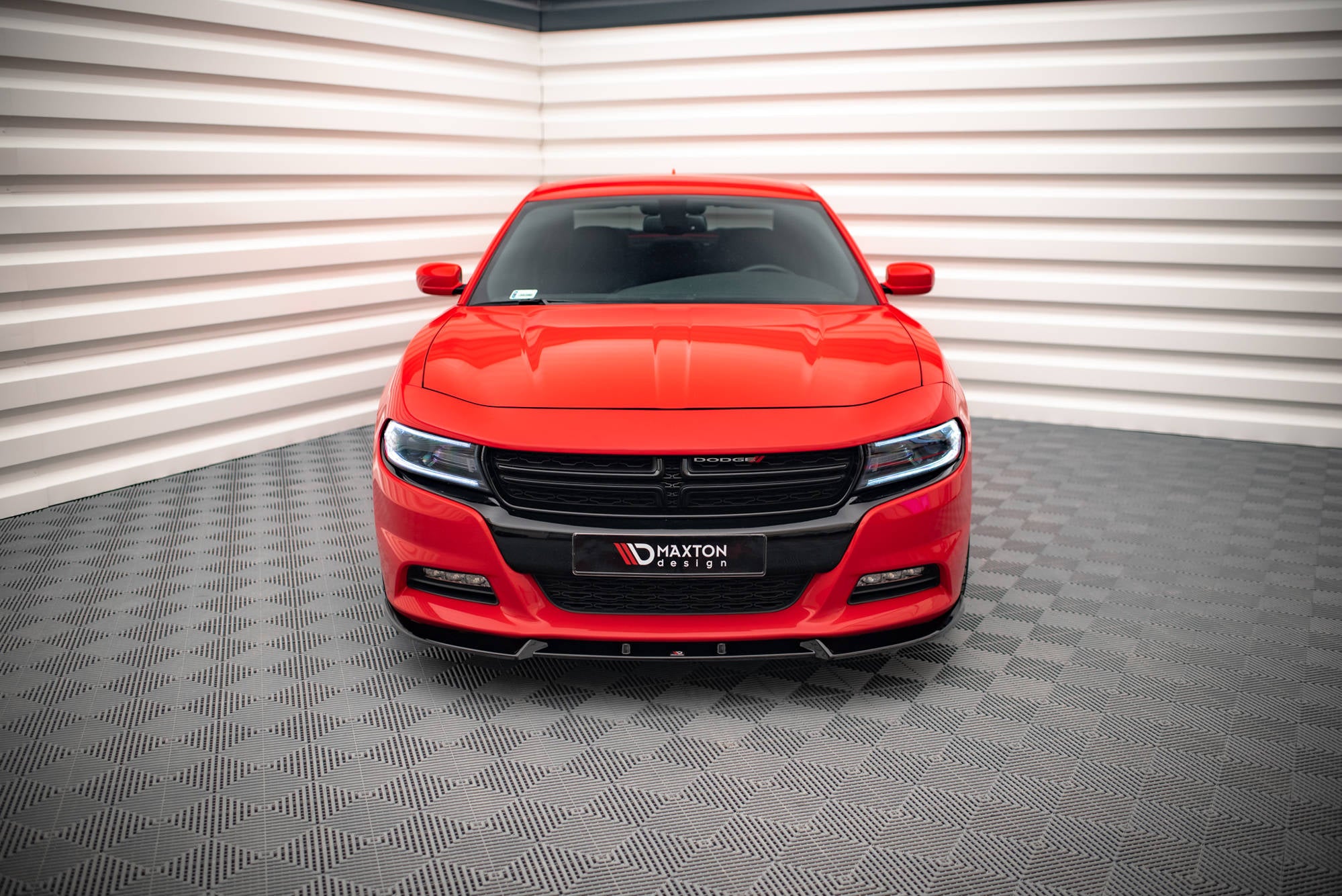 Maxton Design Street+ Spoilerlippe Front Ansatz V.1 passend für Dodge Charger RT Mk7 Facelift schwarz Hochglanz
