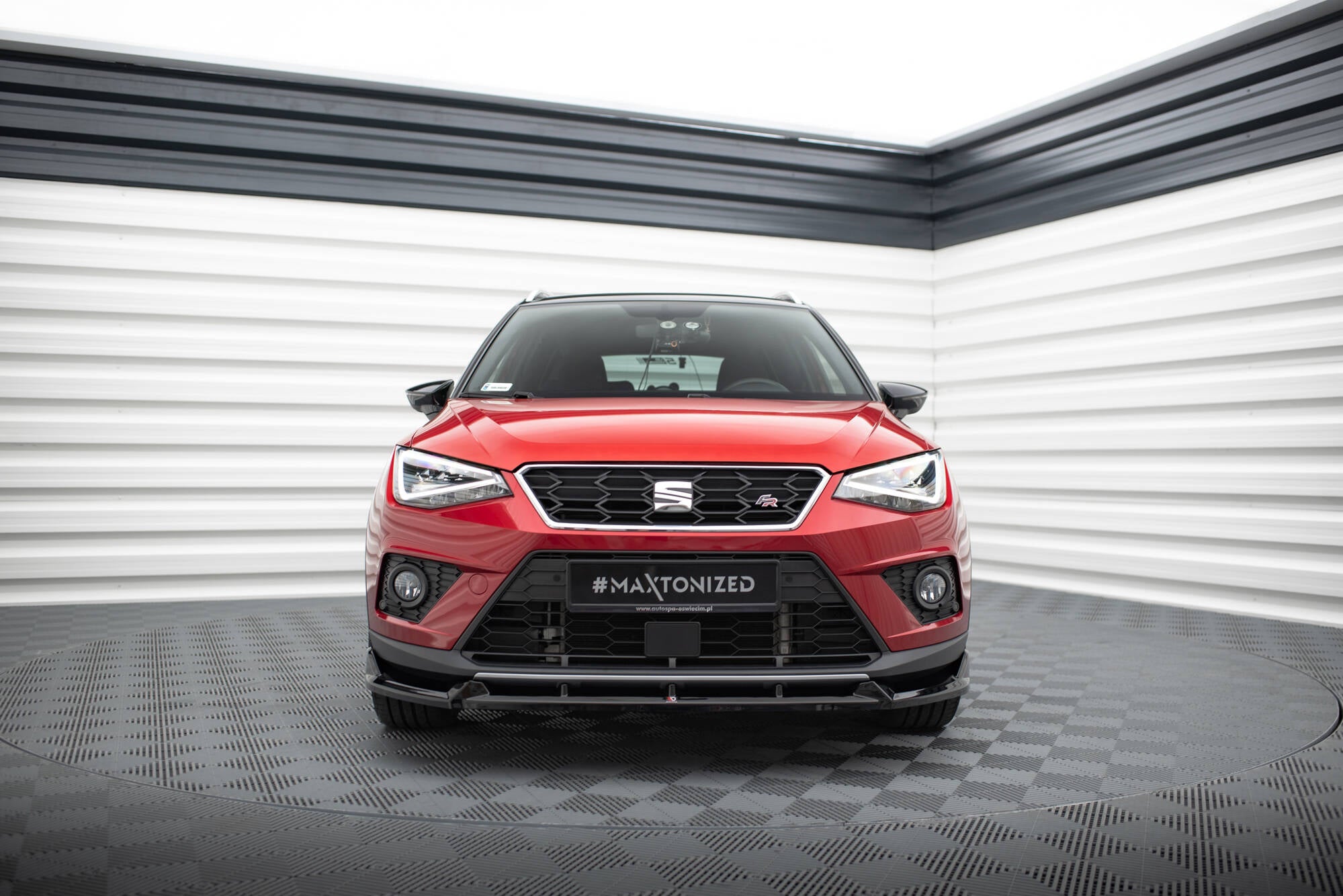 Maxton Design Street+ Spoilerlippe Front Ansatz passend für Seat Arona FR Mk1 schwarz Hochglanz