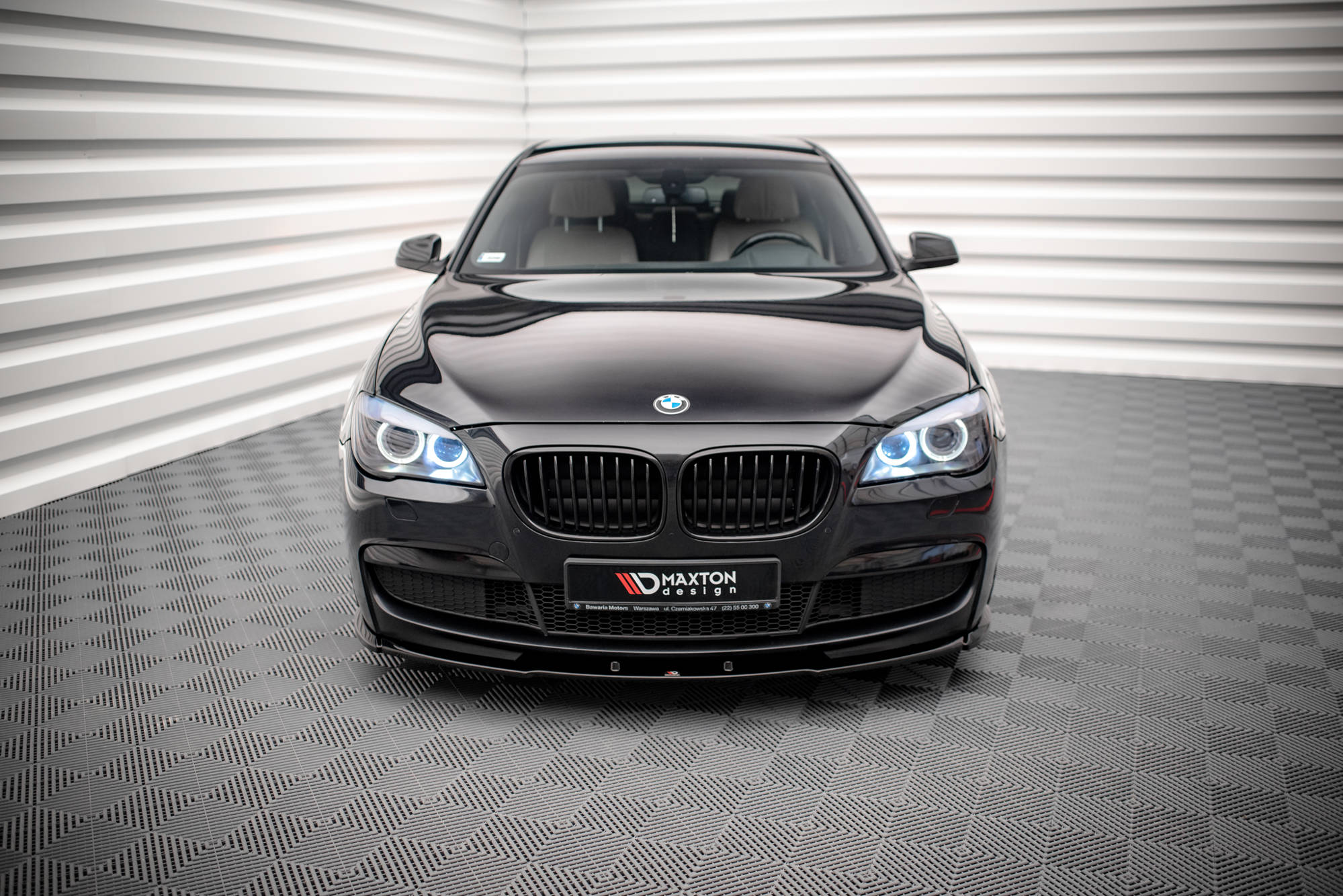 Maxton Design Street+ Spoilerlippe Front Ansatz V.1 passend für BMW 7 M-Paket F01 schwarz Hochglanz
