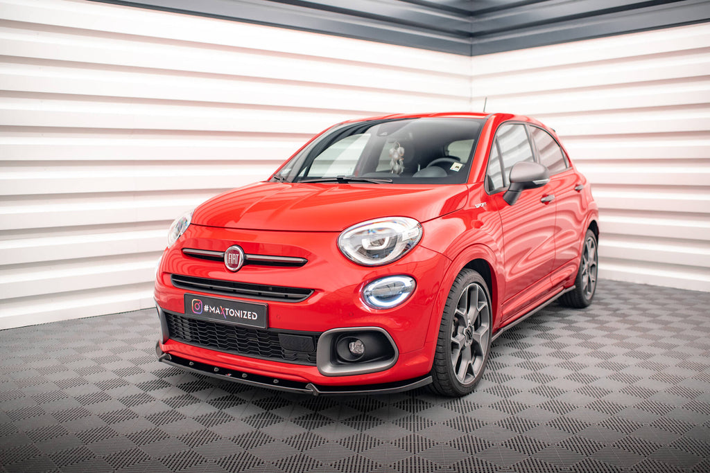 Maxton Design Street+ Spoilerlippe Front Ansatz passend für Fiat 500X Sport Mk1 Facelift schwarz Hochglanz