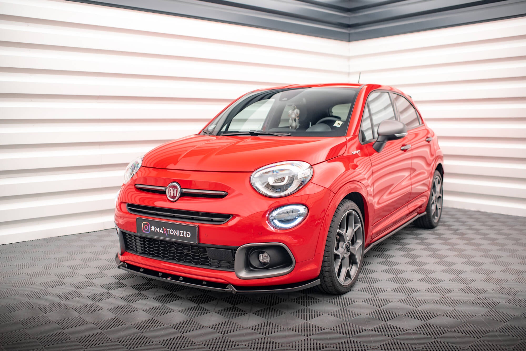 Maxton Design Street+ Spoilerlippe Front Ansatz passend für Fiat 500X Sport Mk1 Facelift schwarz Hochglanz
