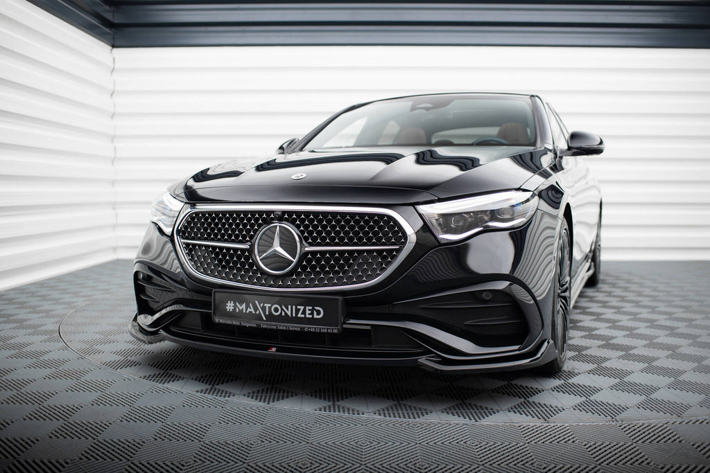 Maxton Design Street+ Spoilerlippe Front Ansatz V.1 passend für Mercedes-Benz E AMG-Line Limousine / Kombi W214 schwarz Hochglanz