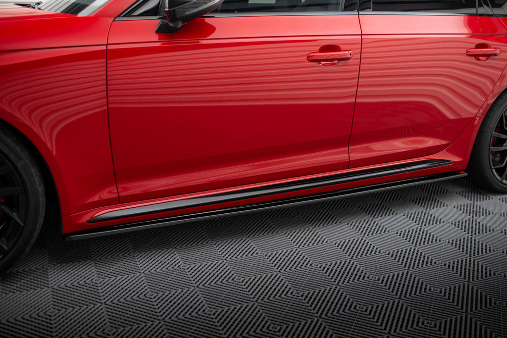 Maxton Design Street+ Seitenschweller Leisten passend für Audi RS4 B9 / B9 Facelift schwarz Hochglanz
