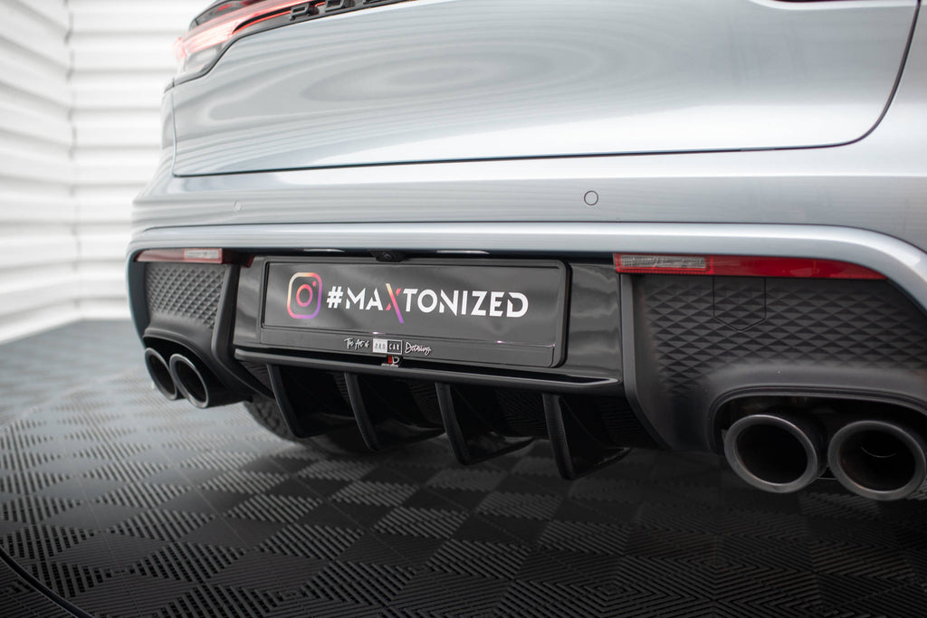 Maxton Design Diffusor Heck Ansatz passend für Porsche Macan Mk1 Facelift 2 schwarz Hochglanz