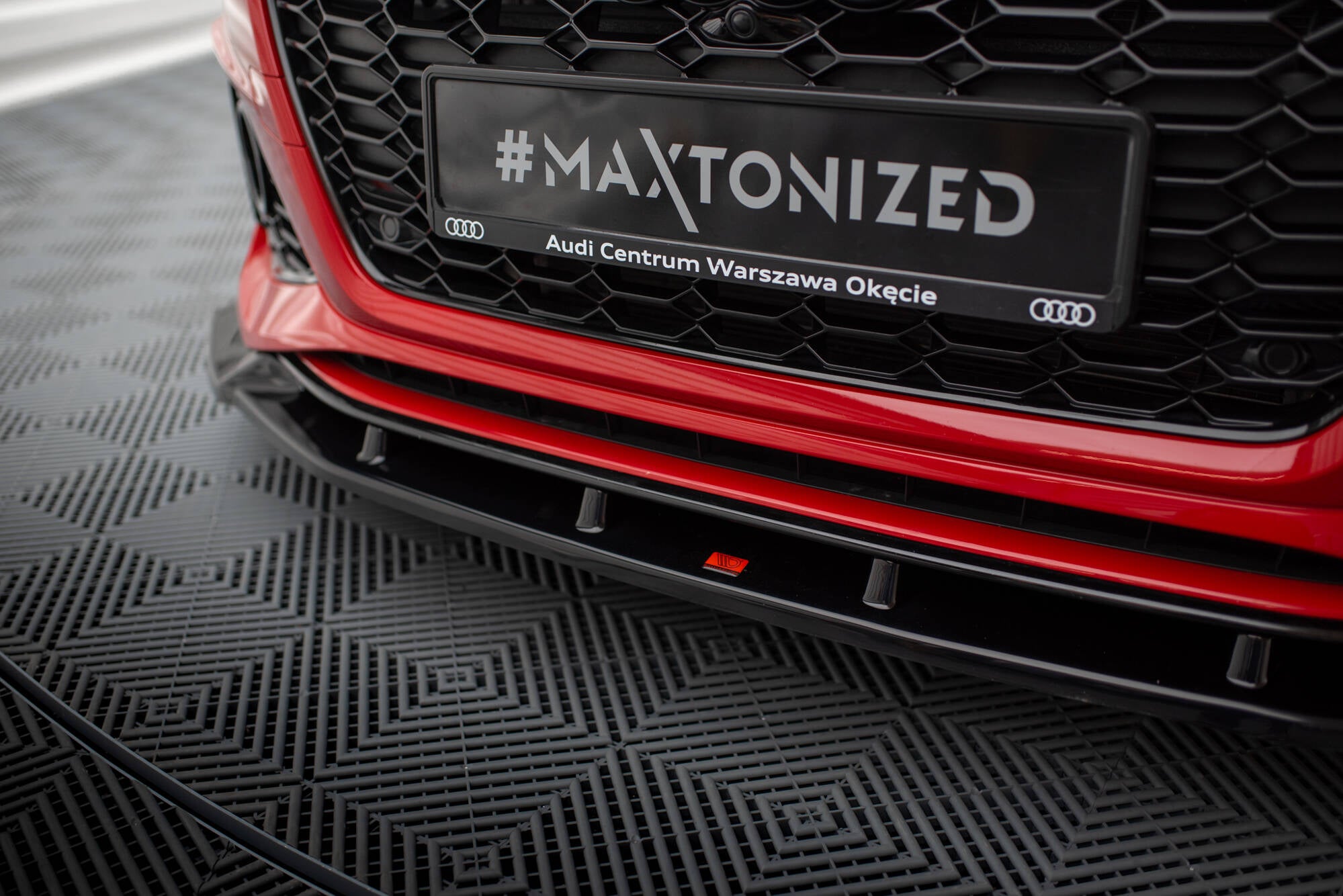 Maxton Design Street+ Spoilerlippe Front Ansatz V.2 passend für Audi RS4 B9 Facelift schwarz Hochglanz