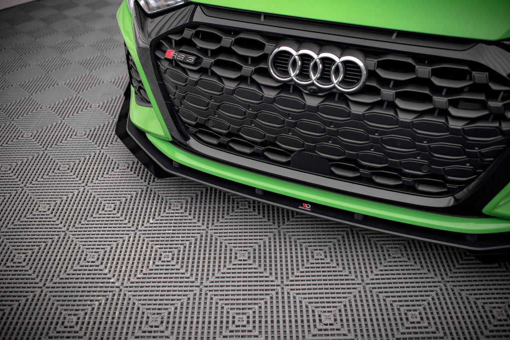 Maxton Design Street Pro Street+ Spoilerlippe Front Ansatz passend für + Flaps passend für V.1 + Flaps Audi RS3 8Y schwarz Hochglanz