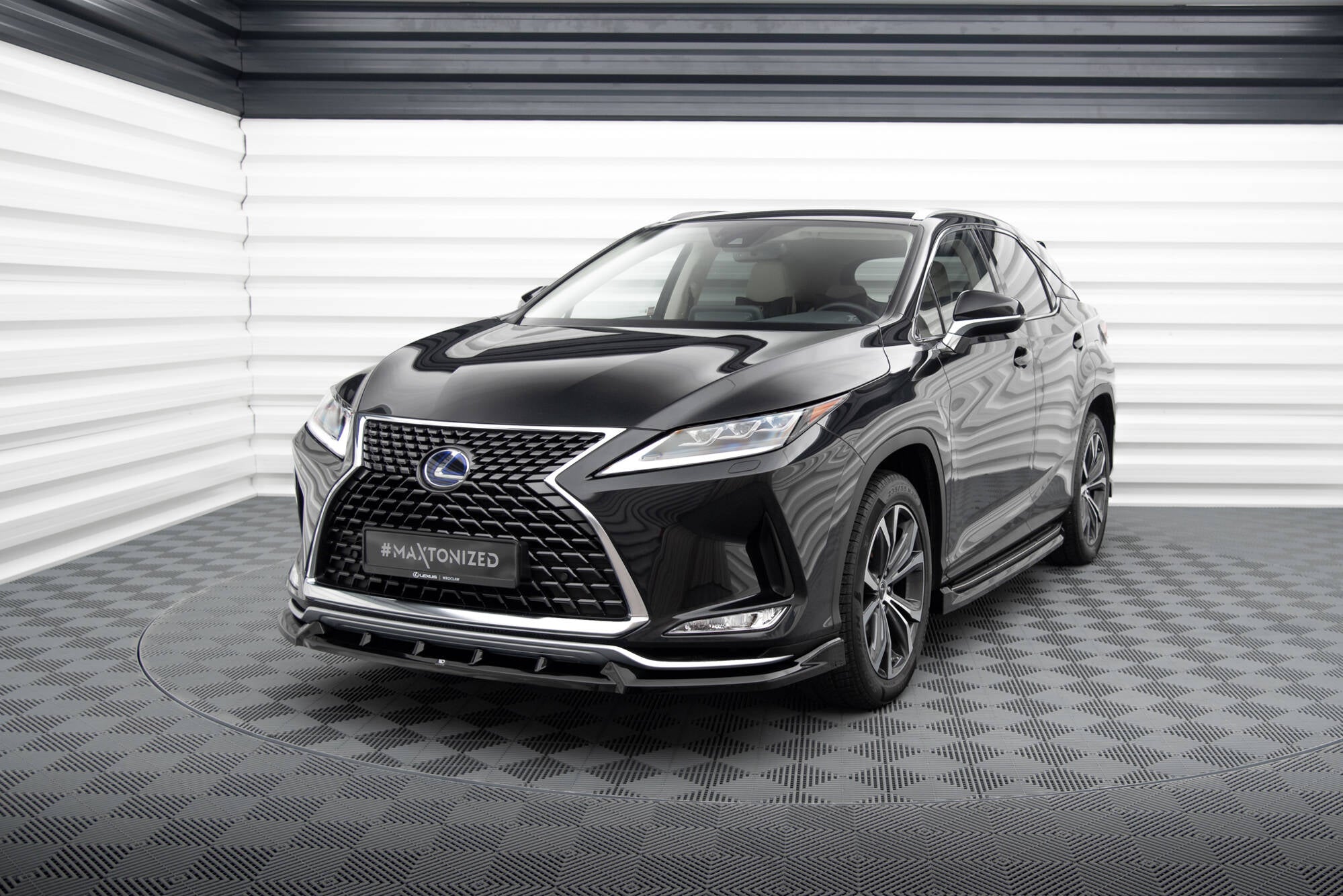Maxton Design Street+ Spoilerlippe Front Ansatz passend für Lexus RX Mk4 Facelift schwarz Hochglanz