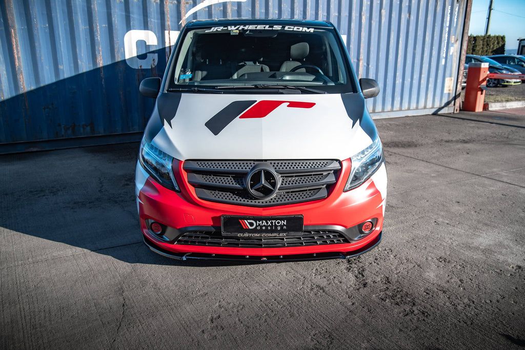 Maxton Design Street+ Spoilerlippe Front Ansatz V.2 passend für Mercedes-Benz Vito W447 Facelift schwarz Hochglanz