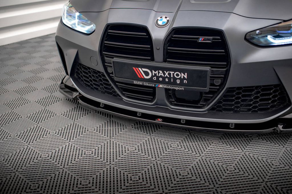 Maxton Design Street+ Spoilerlippe Front Ansatz V.3 passend für BMW M3 Limousine / Touring G80 / G81 schwarz Hochglanz