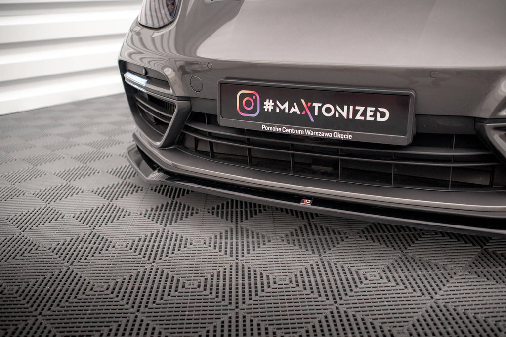 Maxton Design Street+ Spoilerlippe Front Ansatz V.2 passend für Porsche Panamera Turbo S E-Hybrid schwarz Hochglanz