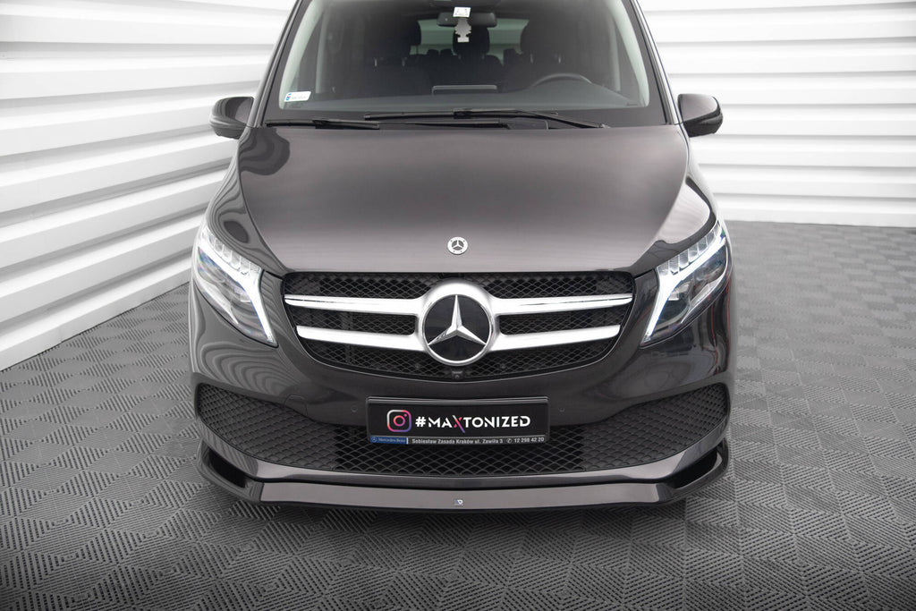 Maxton Design Street+ Spoilerlippe Front Ansatz V.1 passend für Mercedes-Benz V-Klasse W447 Facelift schwarz Hochglanz