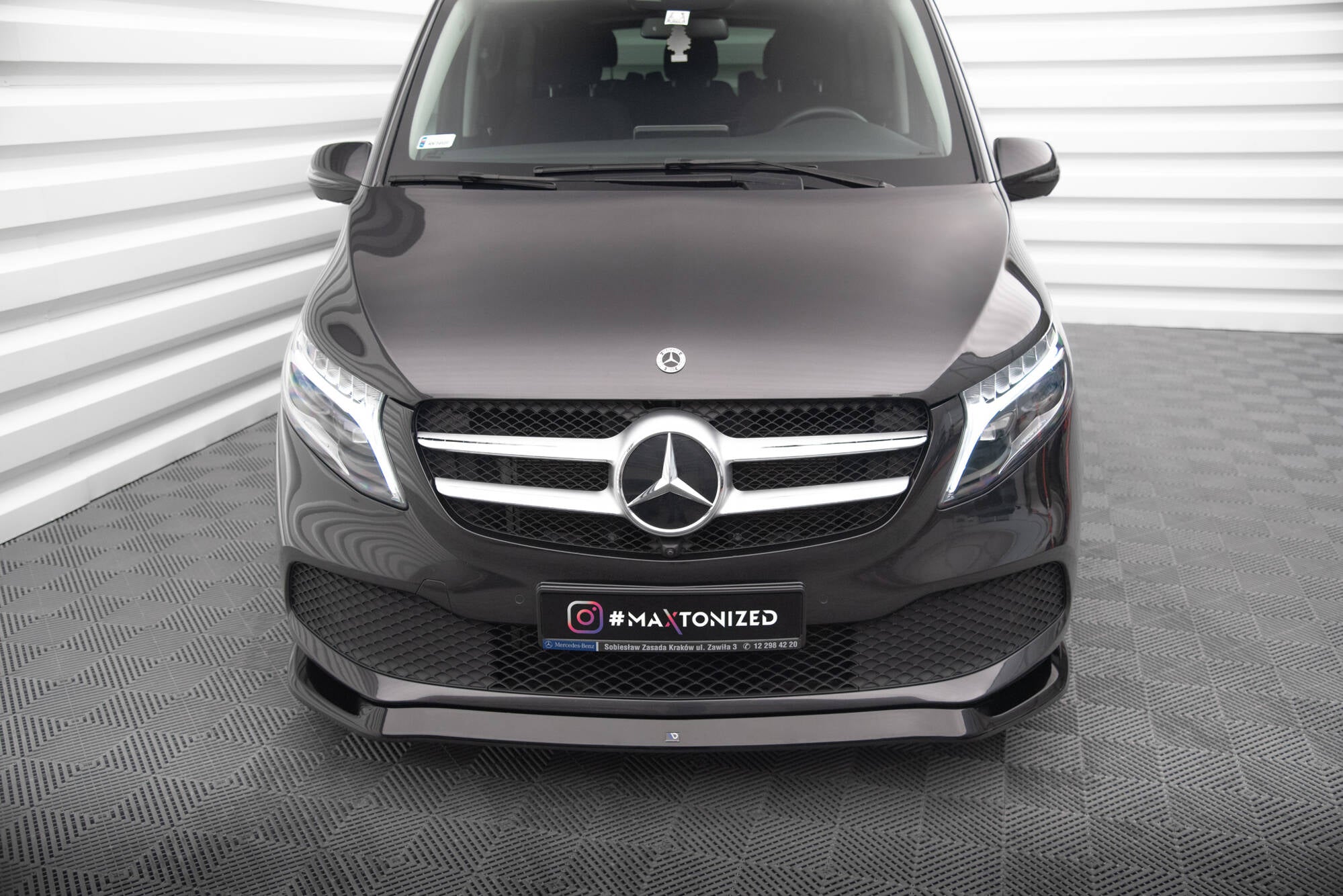 Maxton Design Street+ Spoilerlippe Front Ansatz V.1 passend für Mercedes-Benz V-Klasse W447 Facelift schwarz Hochglanz