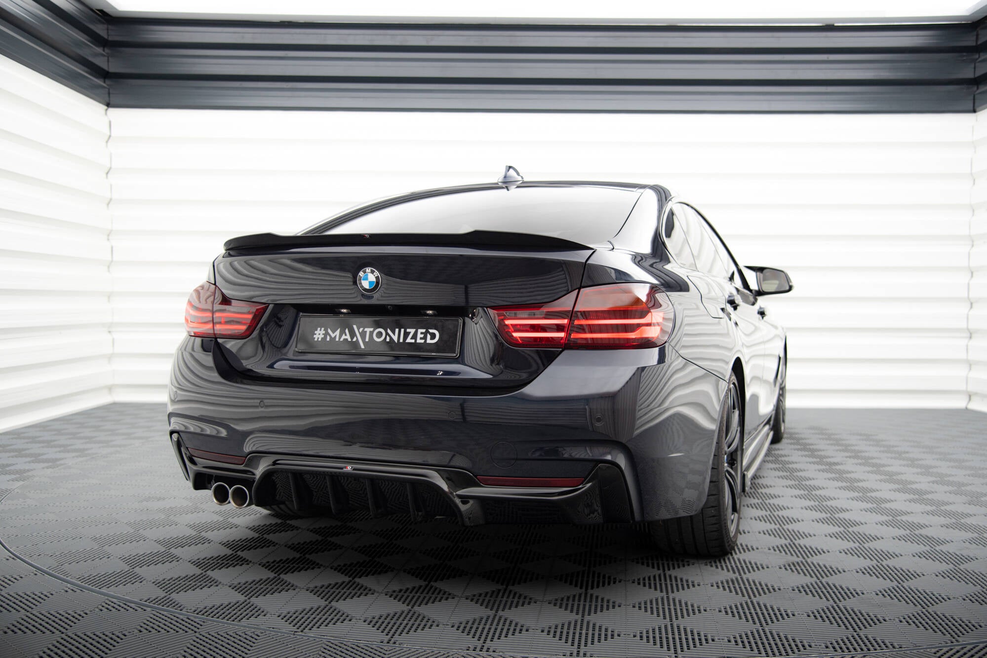 Maxton Design Diffusor Heck Ansatz passend für BMW 4er Coupe / Gran Coupe / Cabrio M-Paket F32 / F36 / F33 (Einzelauspuff li.)