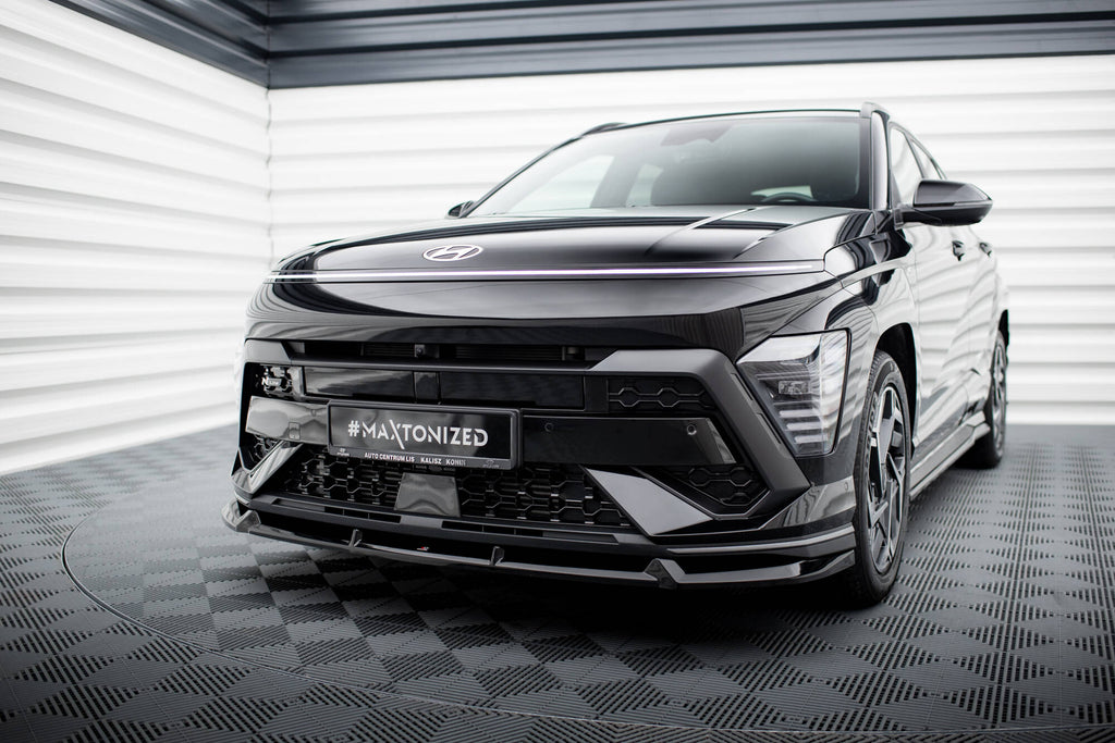Maxton Design Street+ Spoilerlippe Front Ansatz passend für Hyundai Kona N-Line Mk2 schwarz Hochglanz