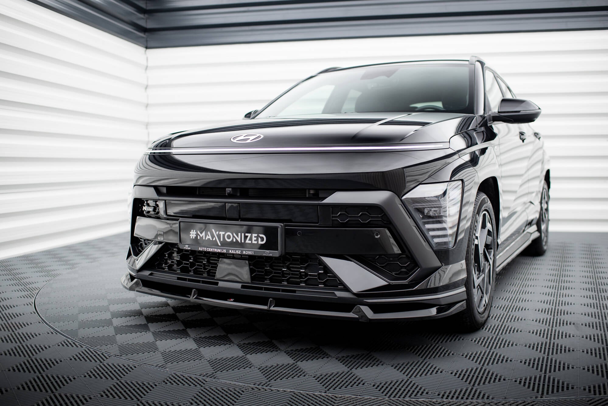 Maxton Design Street+ Spoilerlippe Front Ansatz passend für Hyundai Kona N-Line Mk2 schwarz Hochglanz
