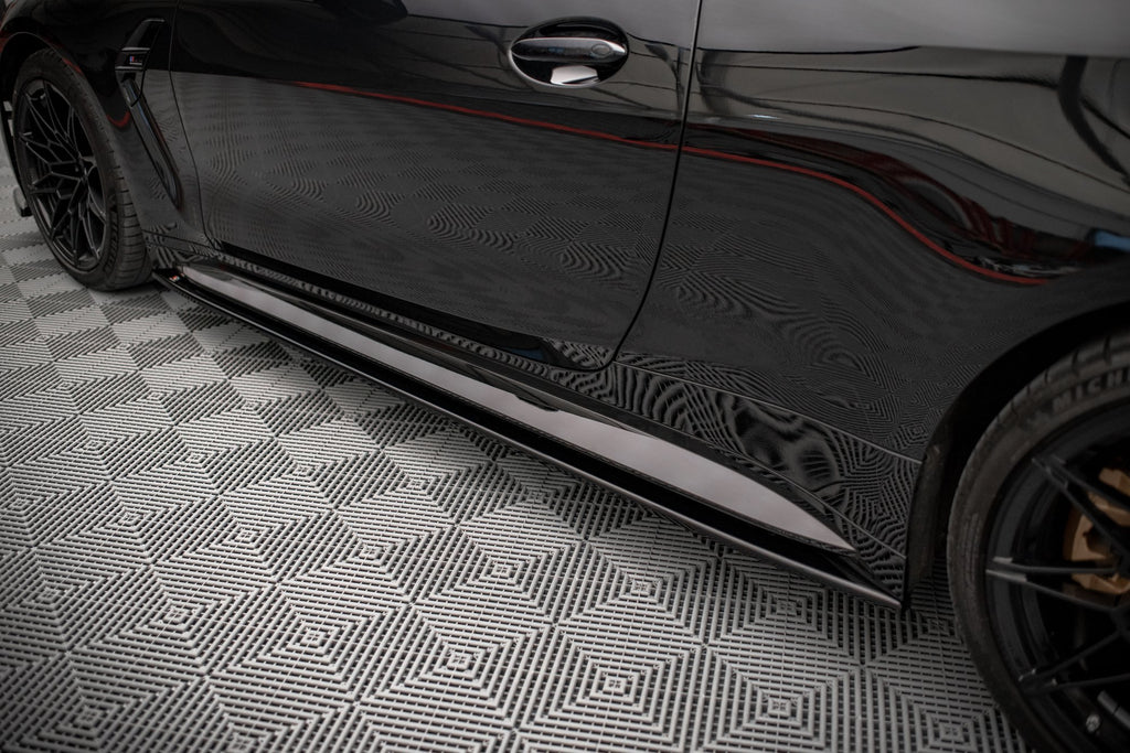 Maxton Design Street+ Seitenschweller Leisten V.2 passend für BMW M4 G82 / G82 Facelift schwarz Hochglanz