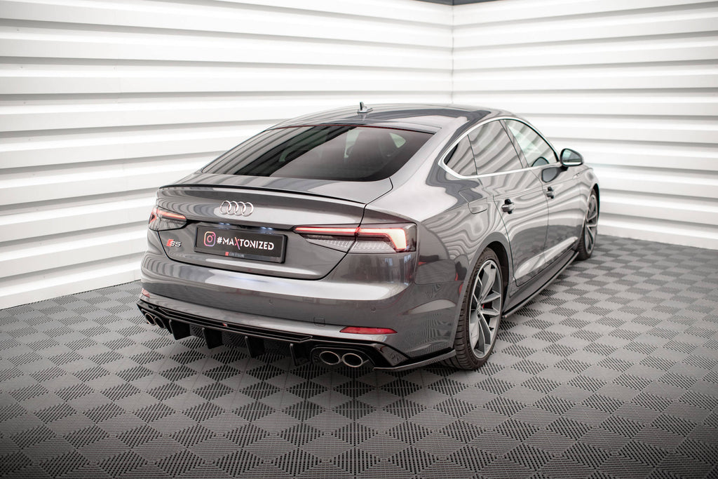 Maxton Design Heck Ansatz Flaps Diffusor passend für Audi S5 Coupe / Sportback F5 schwarz Hochglanz
