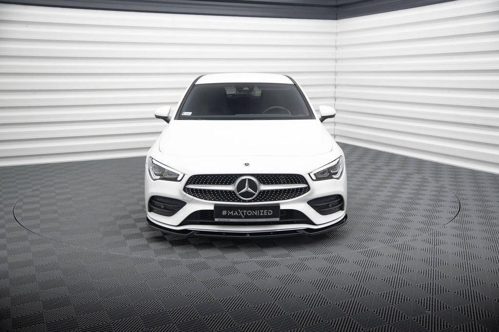 Maxton Design Street+ Spoilerlippe Front Ansatz V.2 passend für Mercedes-Benz CLA A35 AMG / AMG-Line C118 schwarz Hochglanz