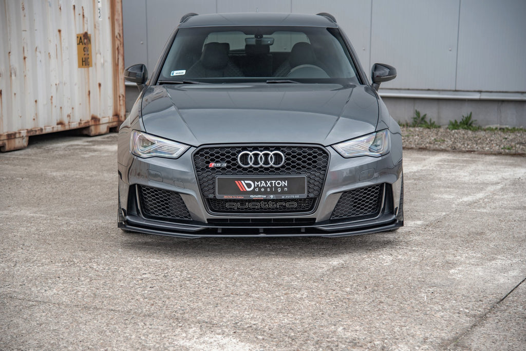 Maxton Design Street Pro Street+ Spoilerlippe Front Ansatz passend für + Flaps passend für Audi RS3 8V Sportback schwarz Hochglanz