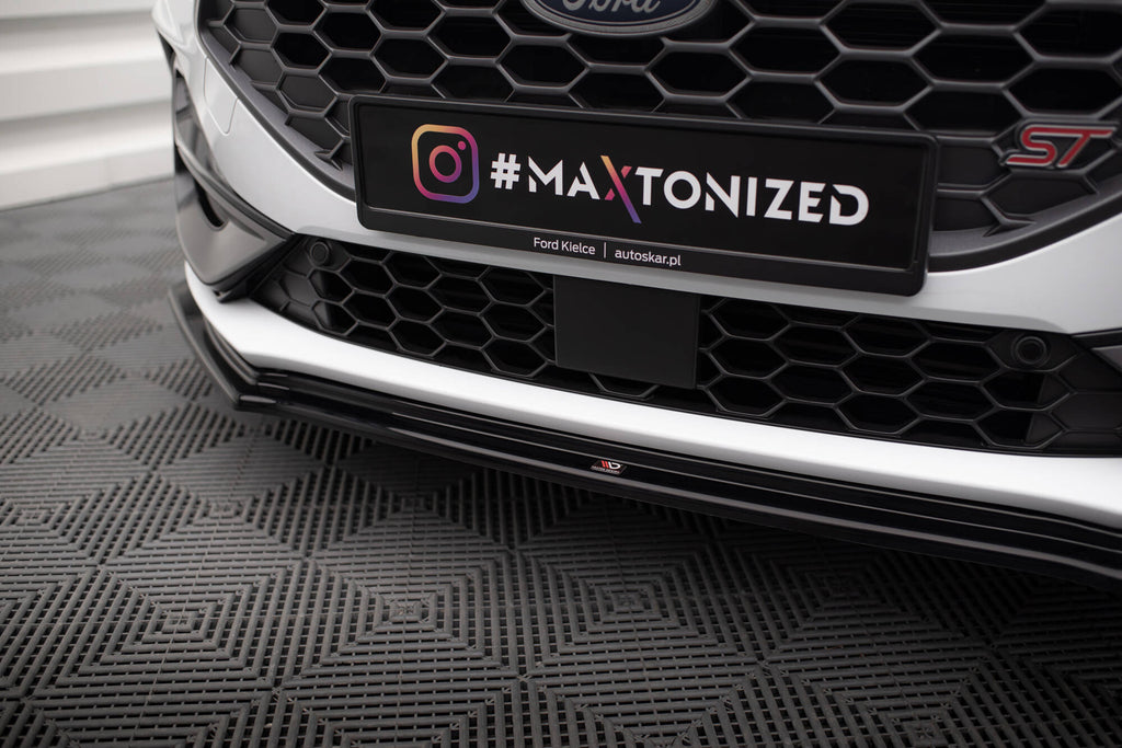 Maxton Design Street+ Spoilerlippe Front Ansatz V.5 passend für Ford Focus ST / ST-Line Mk4 Facelift schwarz Hochglanz