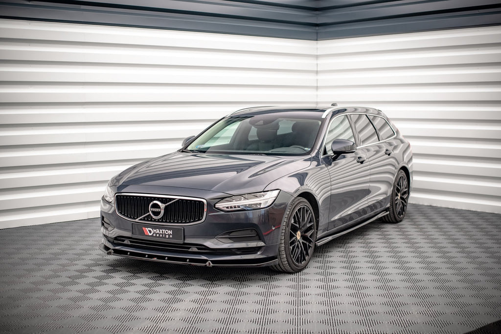 Maxton Design Street+ Spoilerlippe Front Ansatz V.2 passend für Volvo V90 Mk2 schwarz Hochglanz