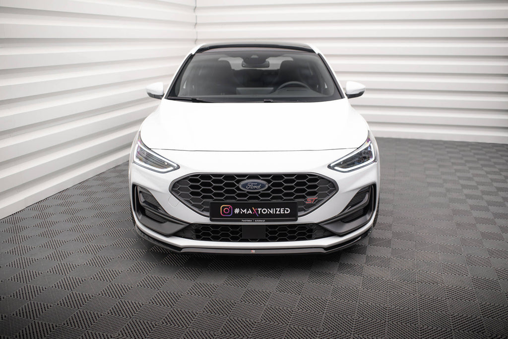 Maxton Design Street+ Spoilerlippe Front Ansatz V.3 passend für Ford Focus ST / ST-Line Mk4 Facelift schwarz Hochglanz