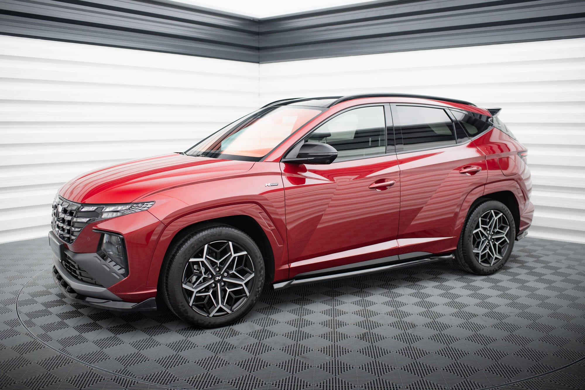 Maxton Design Street+ Seitenschweller Leisten passend für Hyundai Tucson N-Line Mk4 Facelift schwarz Hochglanz