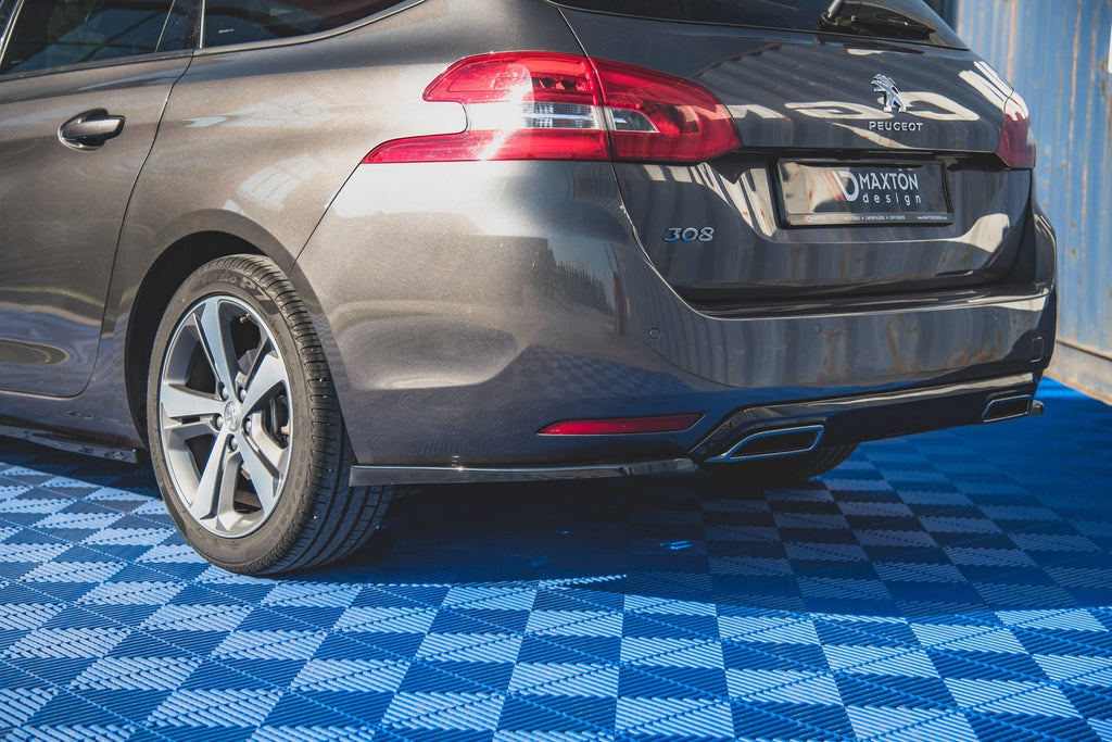 Maxton Design Heck Ansatz Flaps Diffusor passend für Peugeot 308 SW Mk2 schwarz Hochglanz