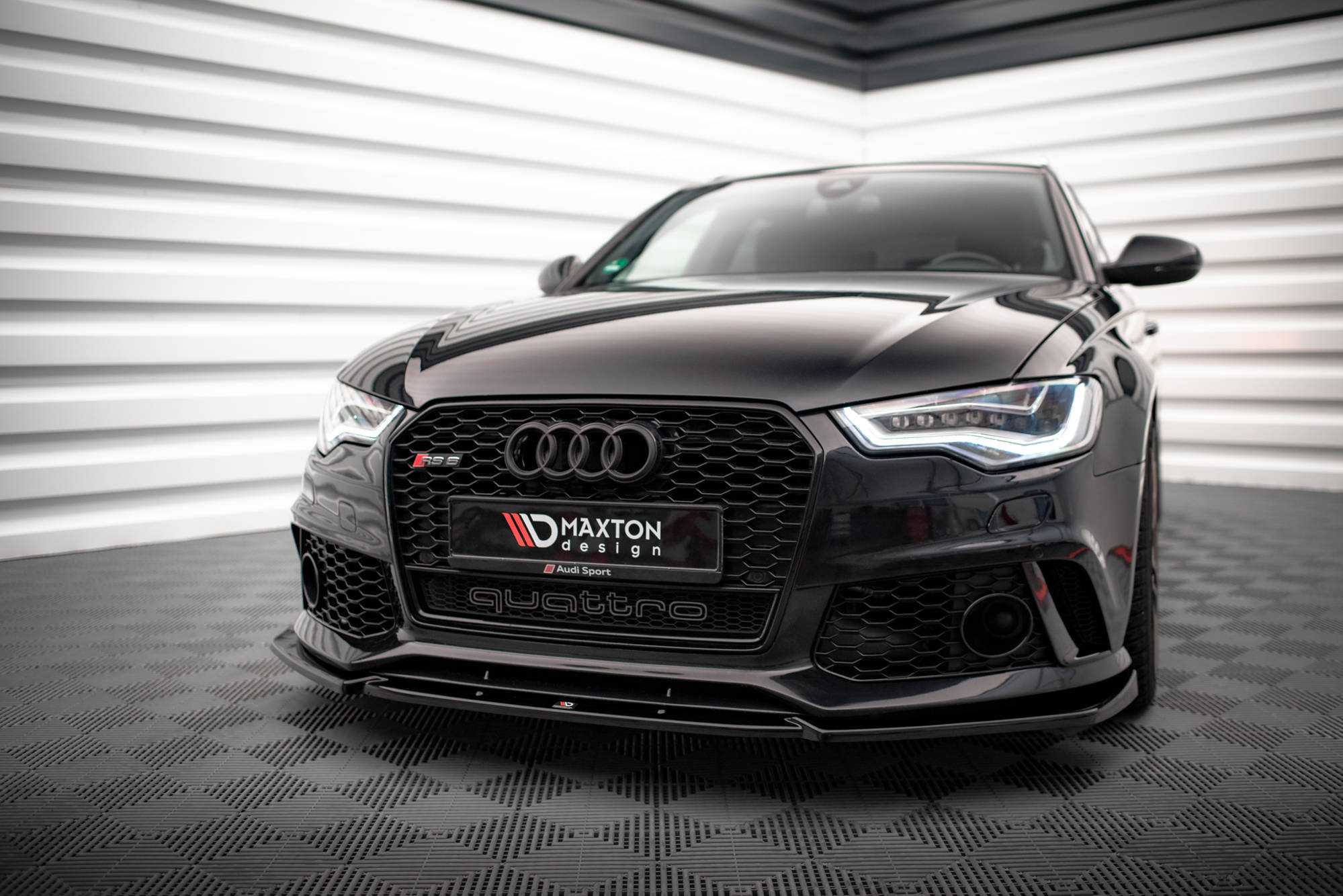 Maxton Design Front Ansatz für Audi A6 RS6 Look C7 schwarz matt
