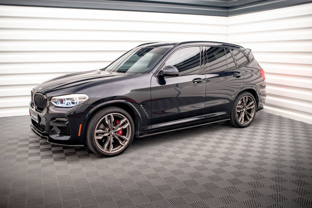 Maxton Design Street+ Seitenschweller Leisten passend für V.1 passend für BMW X3 M40d / M40i / M-Paket G01 schwarz Hochglanz