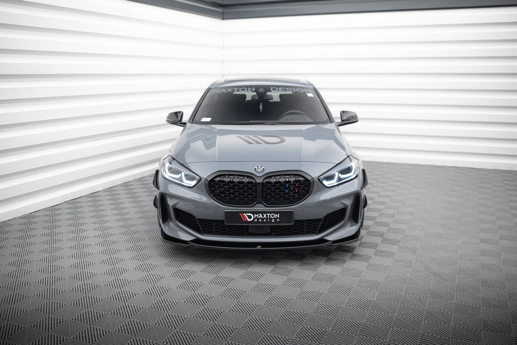 Maxton Design Street+ Spoilerlippe Front Ansatz V.3 passend für BMW 1er M-Paket/ M135i / 128ti F40 schwarz Hochglanz