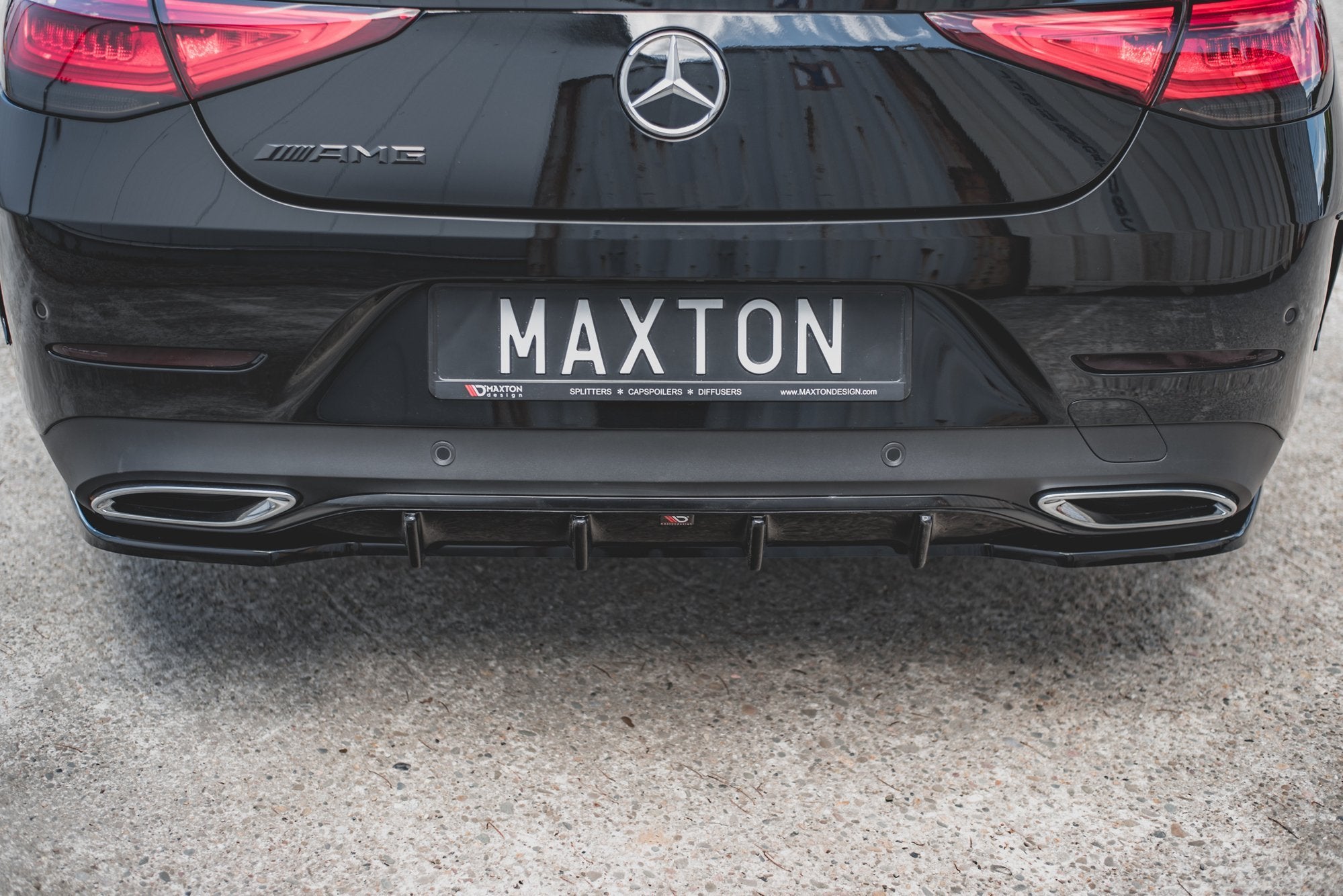 Maxton Design Diffusor Heck Ansatz passend für Mercedes-Benz CLS AMG-Line C257 schwarz Hochglanz