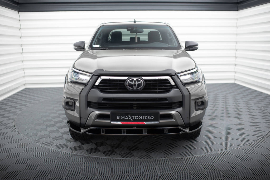 Maxton Design Street+ Spoilerlippe Front Ansatz passend für Toyota Hilux Invincible Mk8 Facelift schwarz Hochglanz