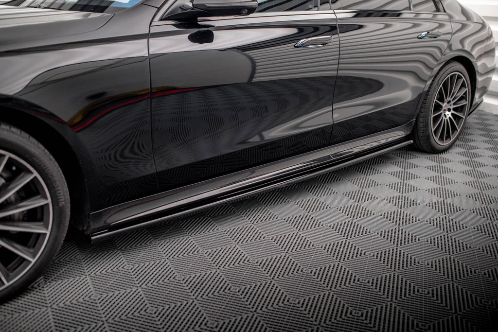Maxton Design Street+ Seitenschweller Leisten passend für Mercedes-Benz S Long AMG-Line V223 schwarz Hochglanz