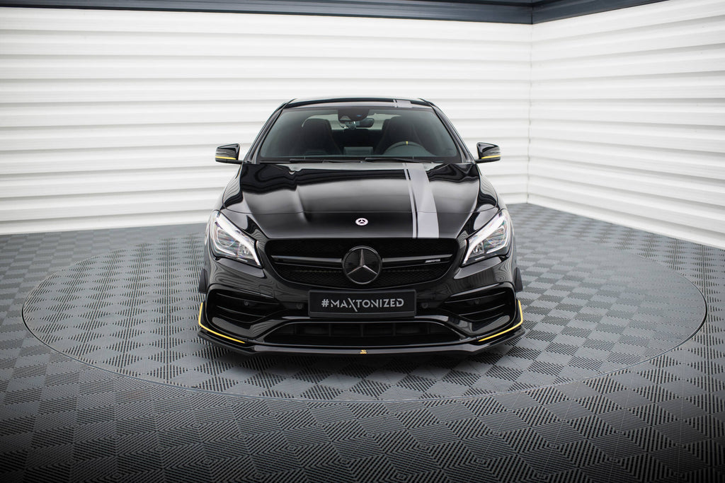 Maxton Design Street+ Spoilerlippe Front Ansatz V.3 passend für Mercedes-AMG CLA 45 Aero C117 Facelift schwarz Hochglanz