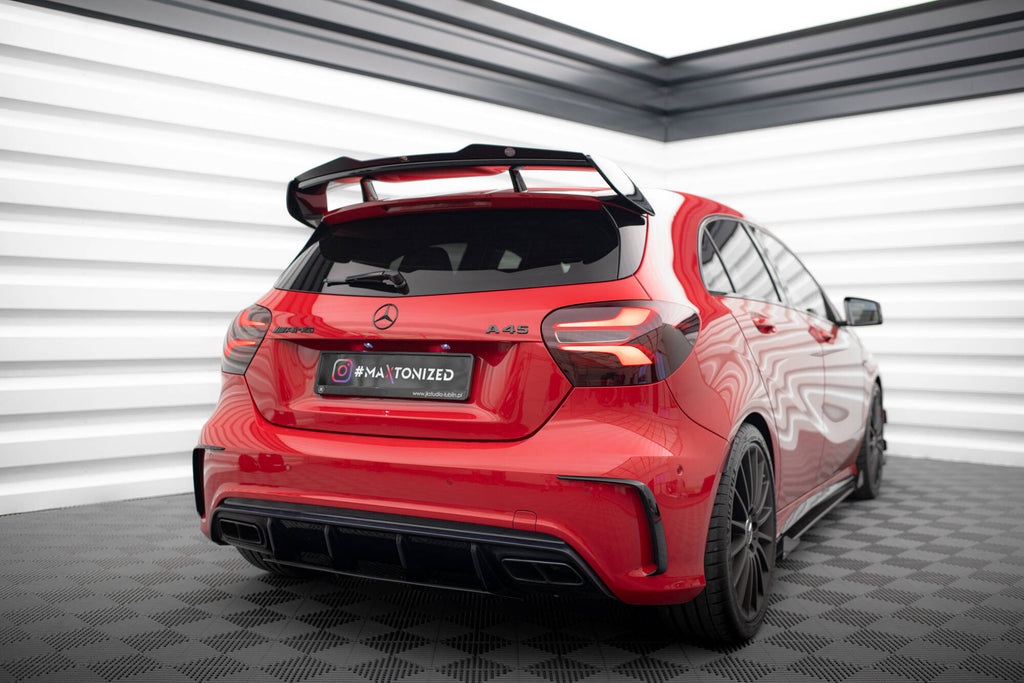 Maxton Design Spoiler CAP passend für Mercedes A W176 AMG Facelift schwarz Hochglanz