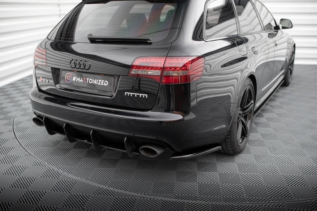 Maxton Design Heck Ansatz Flaps Diffusor passend für Audi RS6 Avant C6 schwarz Hochglanz