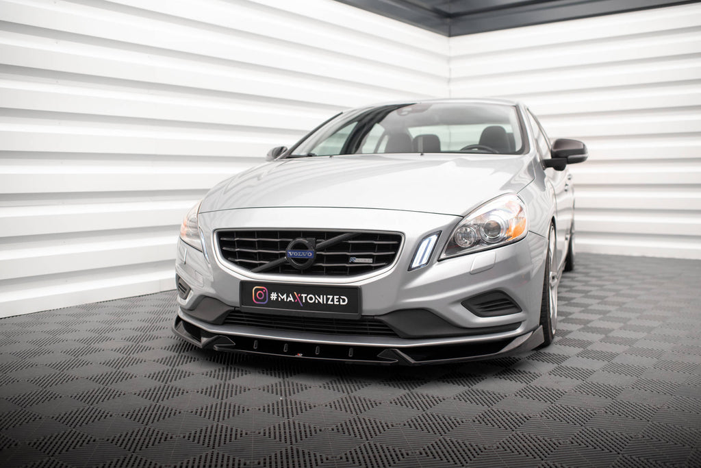 Maxton Design Street+ Spoilerlippe Front Ansatz V.1 passend für Volvo S60 R-Design Mk2 schwarz Hochglanz