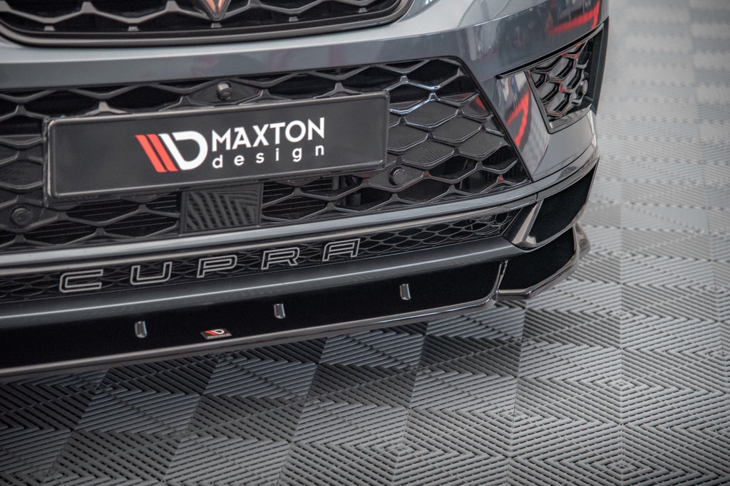 Maxton Design Street+ Spoilerlippe Front Ansatz V.2 passend für Cupra Ateca Mk1 schwarz Hochglanz