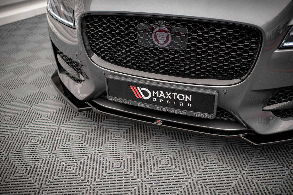 Maxton Design Street+ Spoilerlippe Front Ansatz V.1 passend für Jaguar XF R-Sport X260 schwarz Hochglanz