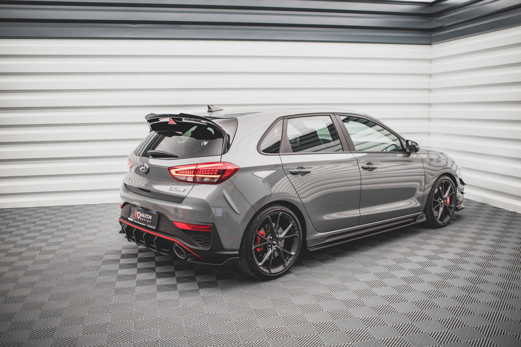 Maxton Design Heck Ansatz Flaps Diffusor V.3 passend für Hyundai I30 N Hatchback Mk3 Facelift schwarz Hochglanz