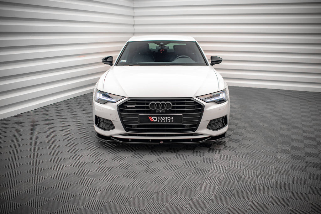 Maxton Design Street+ Spoilerlippe Front Ansatz V.1 passend für Audi A6 C8 schwarz Hochglanz