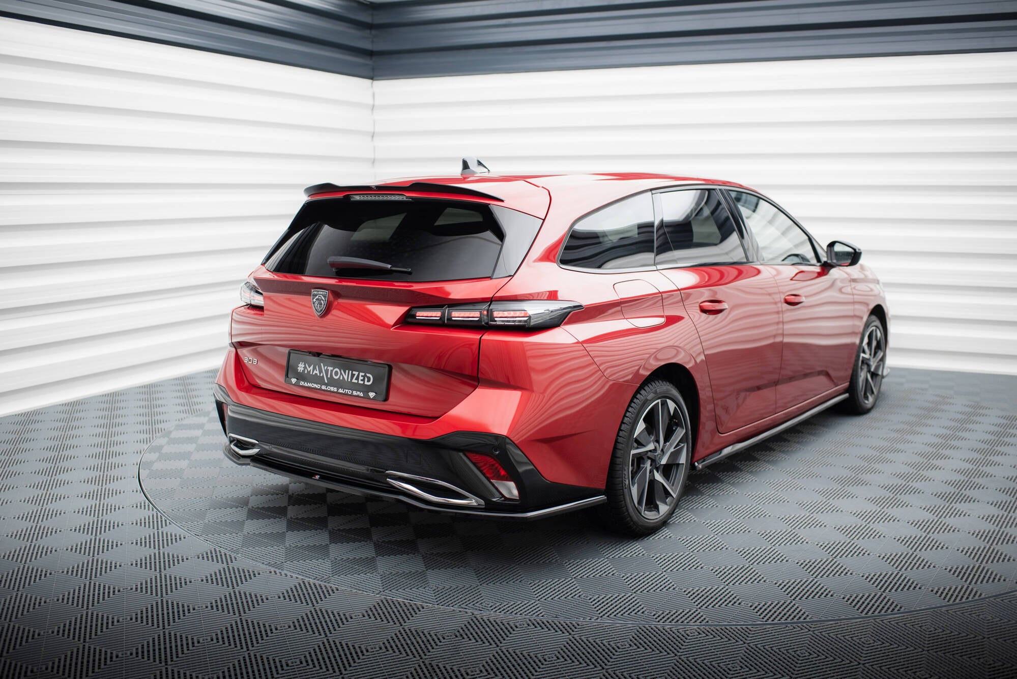 Maxton Design Spoiler CAP passend für Peugeot 308 SW Mk3 schwarz Hochglanz