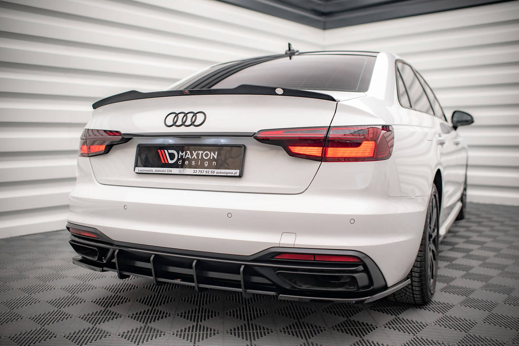 Maxton Design Spoiler CAP V.1 passend für Audi S4 / A4 Standard / S-Line / Competition Limousine B9 / B9 Facelift schwarz Hochglanz