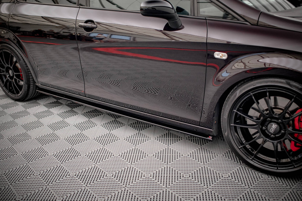 Maxton Design Street+ Seitenschweller Leisten passend für SEAT LEON MK2 CUPRA / FR schwarz Hochglanz