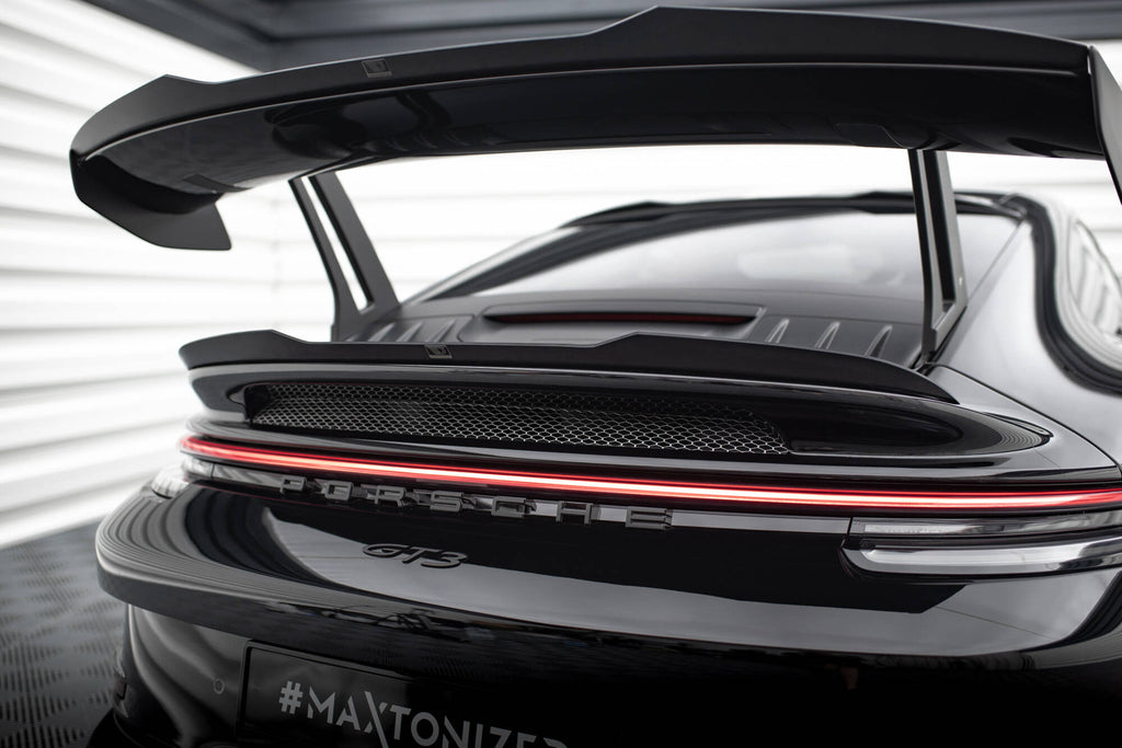 Maxton Design Niedriger Spoiler CAP passend für Porsche 911 992 GT3 schwarz Hochglanz
